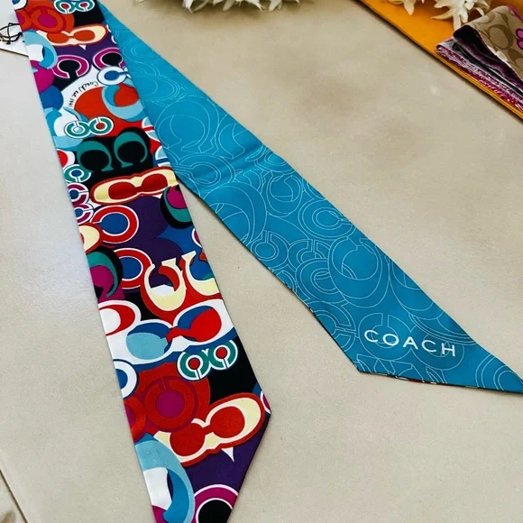 Coach Colorful Patterned Silk Scarf - Picture 2 of 6